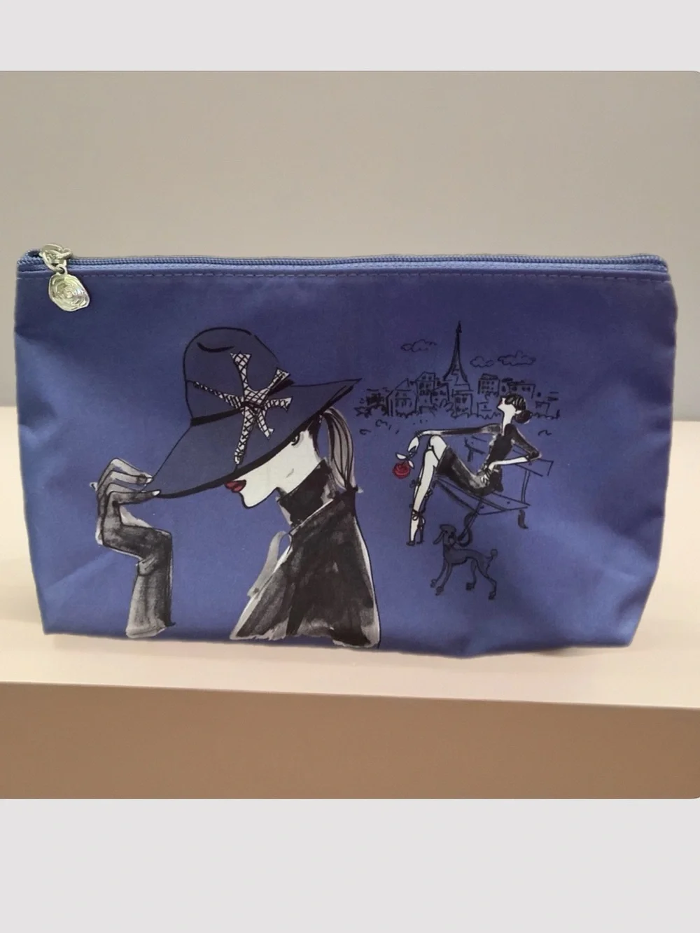 Lancome Lady In Paris /Poodle Purple Retro Hepburn-esq Cosmetic Bag